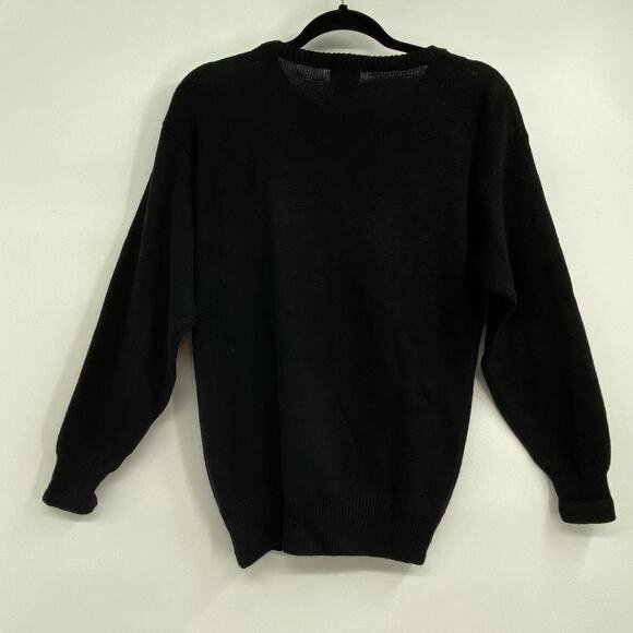 Vintage Jade Sweater Pullover Black Beaded Floral Holiday Womens Size Small - Picture 2 of 5
